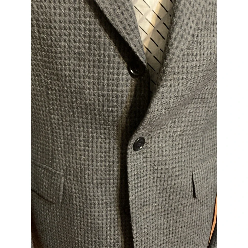 Vtg Haggar City Casuals Gray Check Tweed Wool Blend Sports Coat Sz 38 3Bttn